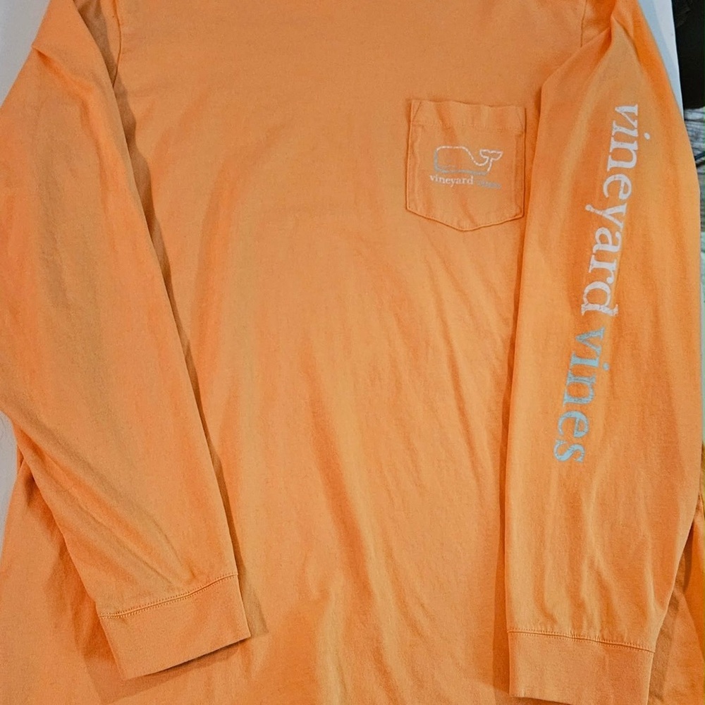 Vineyard Vines Men's Bright Orange Long Sleeve Tee